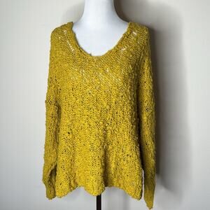 Free People Gold Show Sunday Shore Pullover Sweater